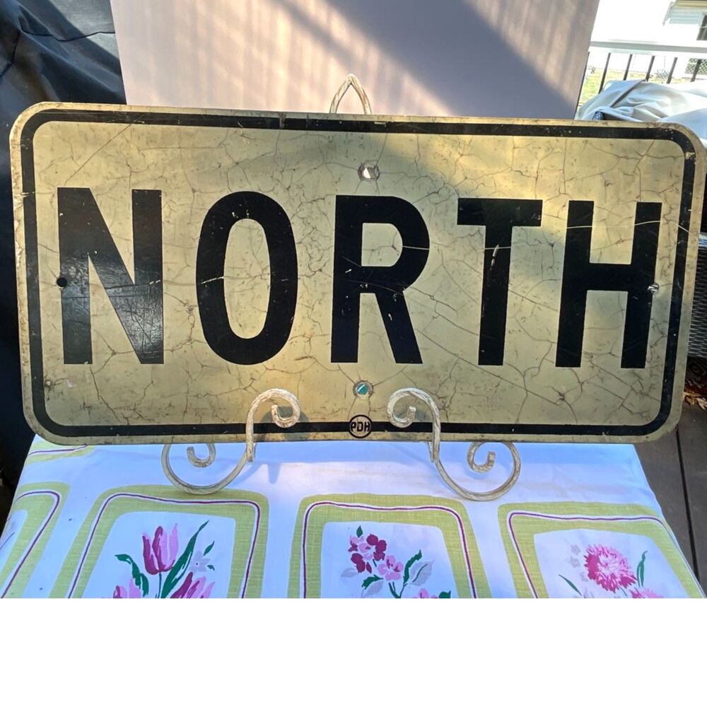 Metal Road Sign North Vintage road sign great decor piece
